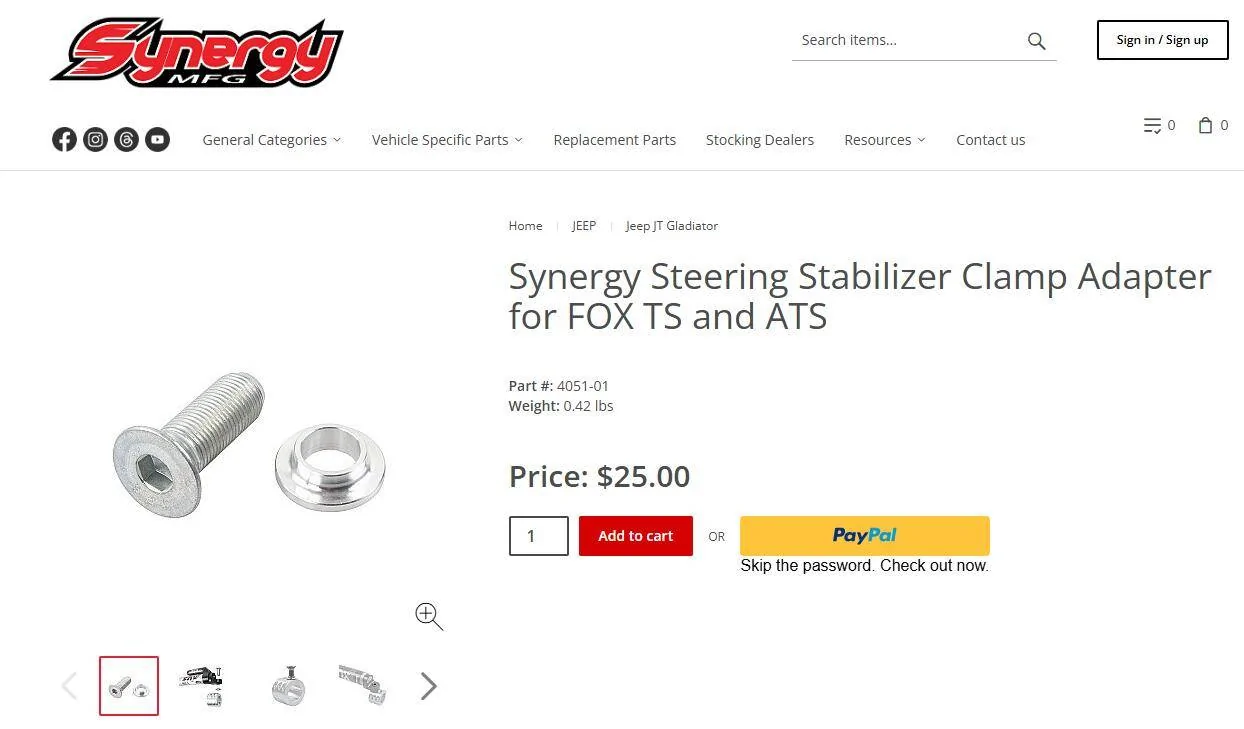 Jeep Gladiator high mount for fox 2.0 ts steering stabilizer 1733781354608-wg