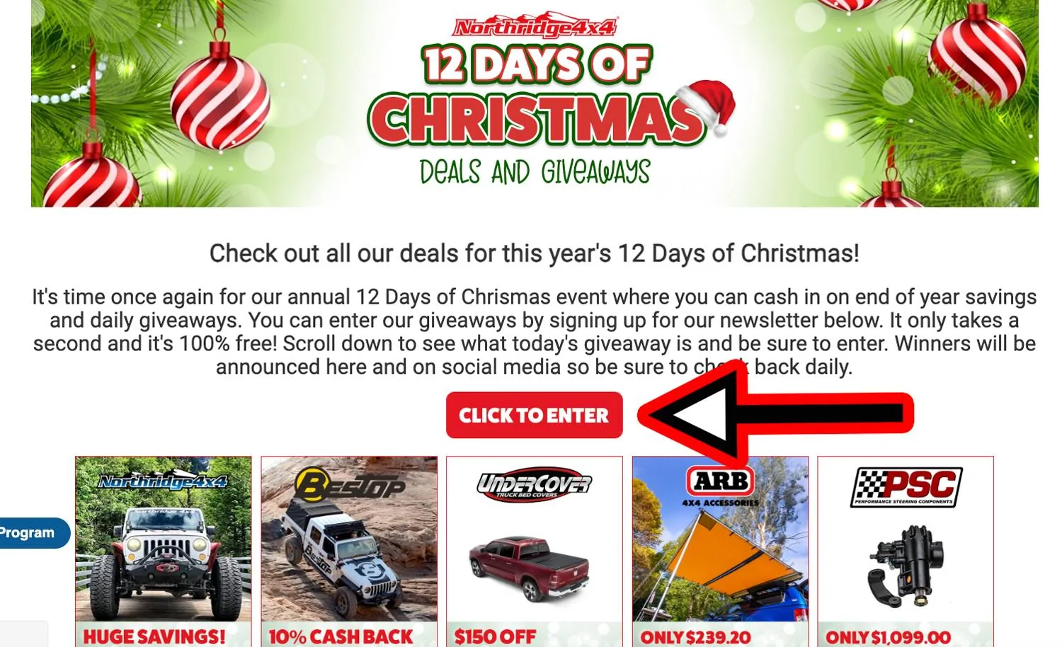Jeep Gladiator 12 Days of Christmas Giveaway at Northridge4x4! - 2024 CLICK-to-enter