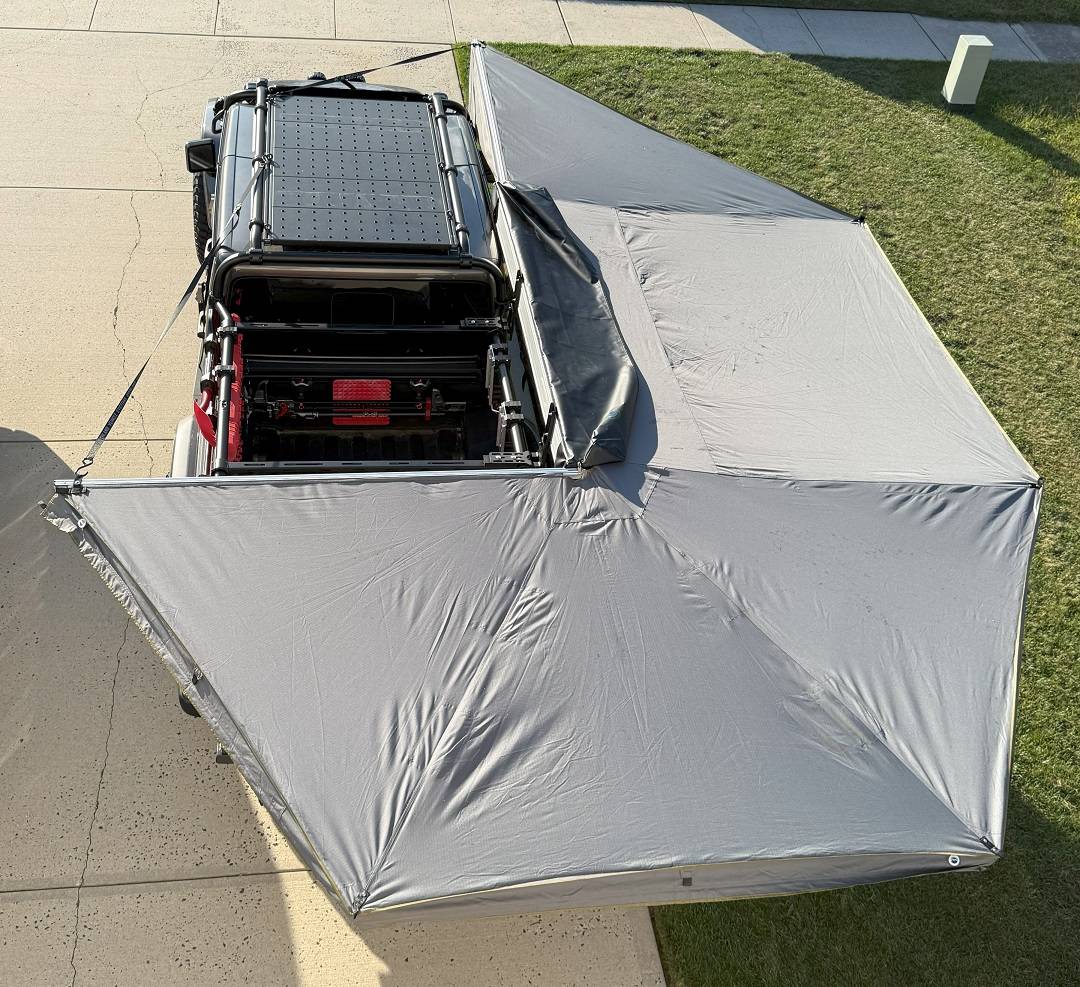 Jeep Gladiator 270 Awning on Adventure Rack Systems BakPak Rack 10