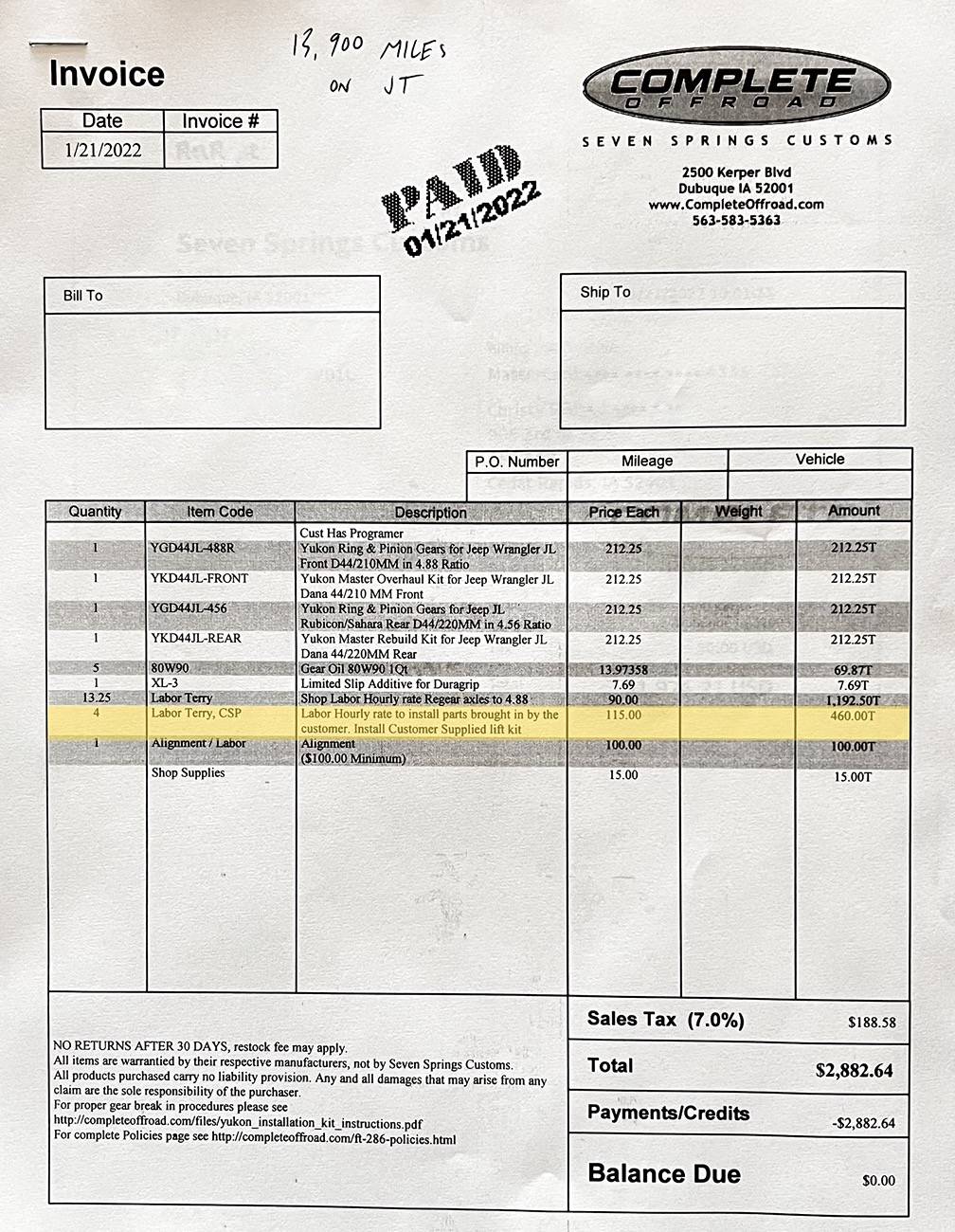 Jeep Gladiator Just got quoted $3700 for 4.88 regear. Getting my chain yanked? IMG_6157