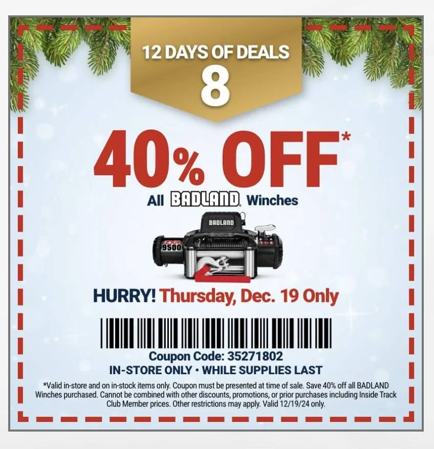 Jeep Gladiator 40% Off All Badlands Winches Today Only - Dec 19 Screenshot 2024-12-19 at 5.47.12 AM