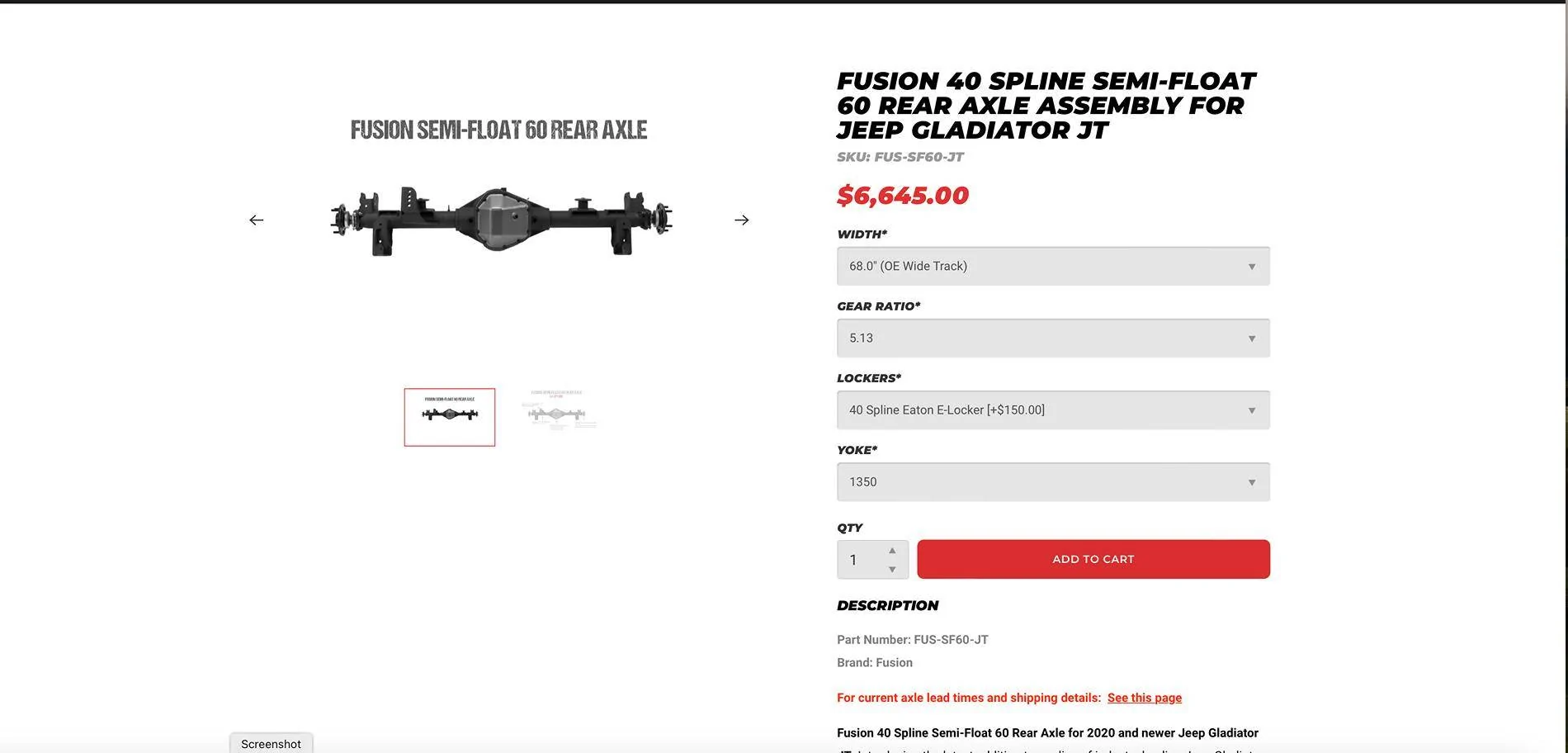 Jeep Gladiator Does anyone make an aftermarket "built" wide - Gladiator Rubicon M220 axle? Screenshot 2024-12-20 at 5.32.46 PM