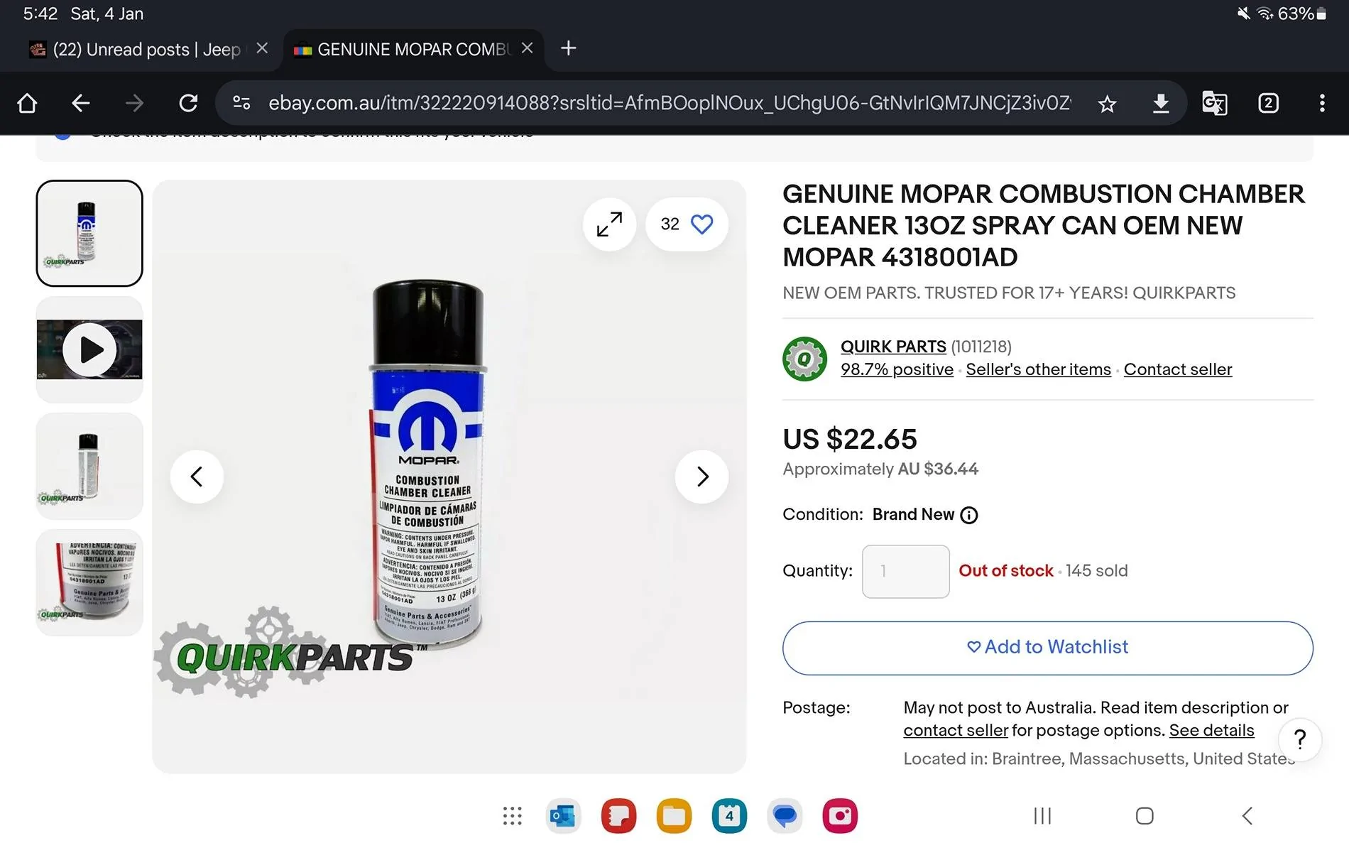 Jeep Gladiator MOPAR Upper cylinder cleaner to help prevent predetonation issues 1000003317
