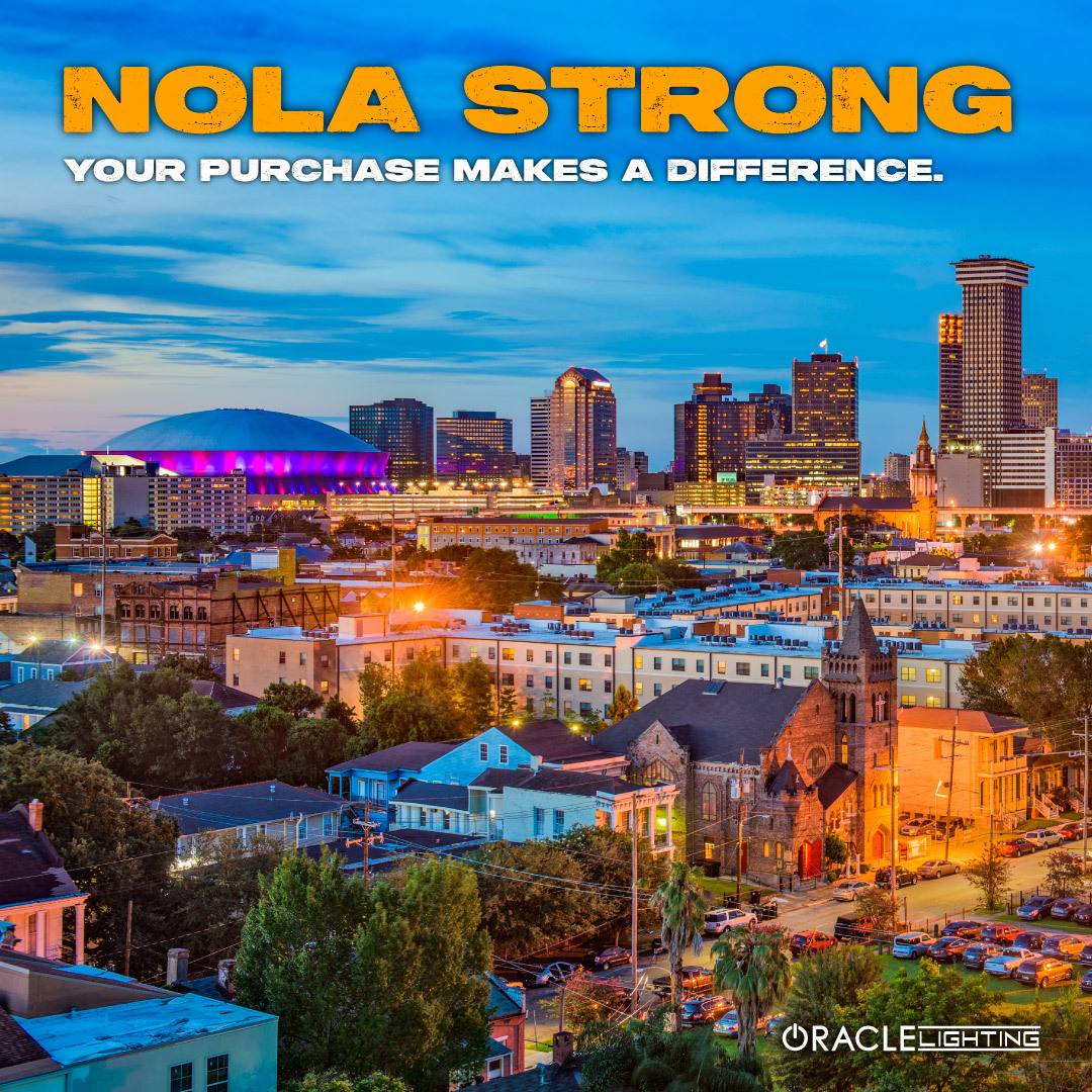 Jeep Gladiator 💜 ORACLE Lighting IS Standing with New Orleans 💜 nolastrong-4square