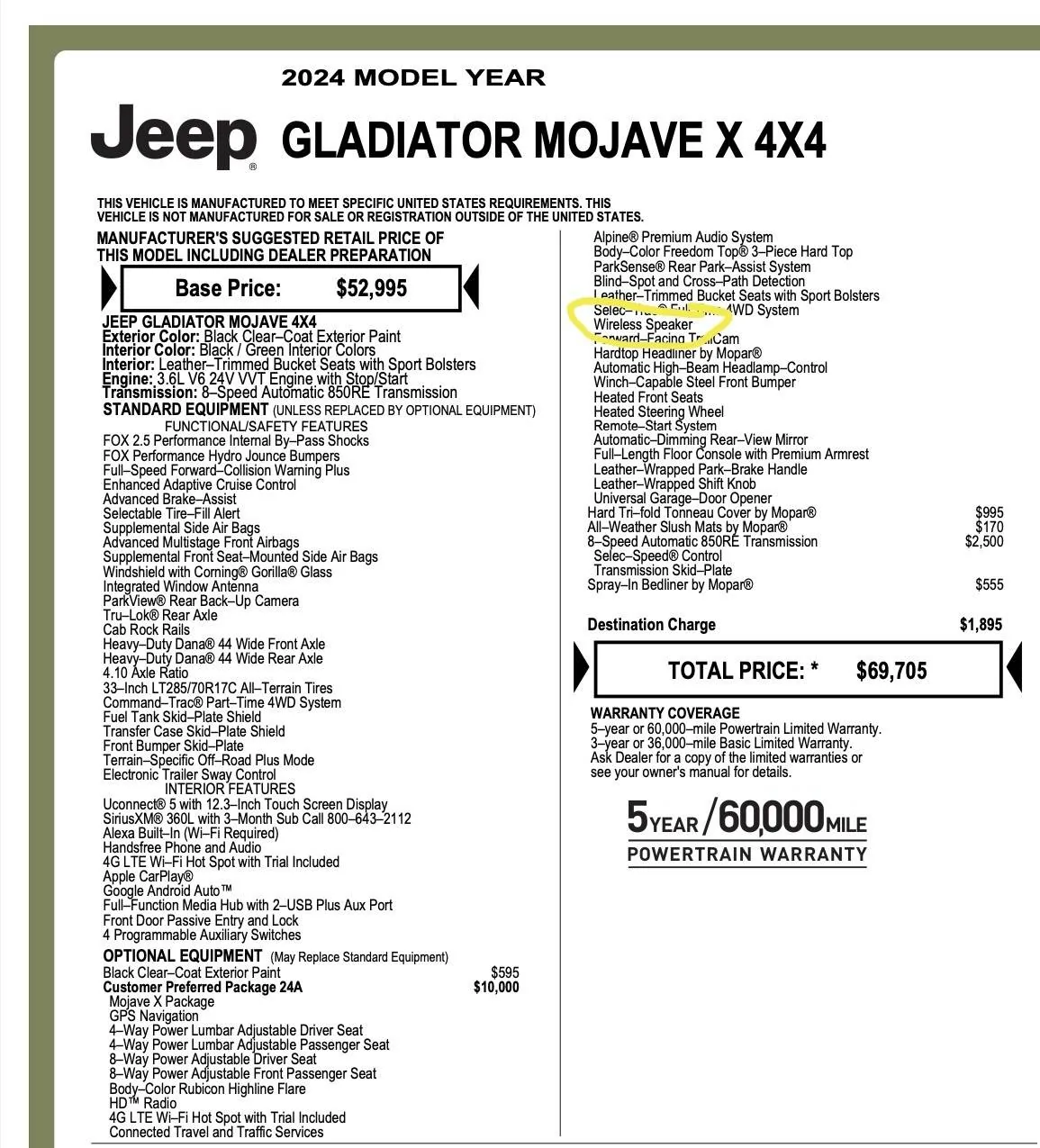 Jeep Gladiator Premium Audio but no wireless speaker Screenshot 2025-01-11 at 3.51.03 PM