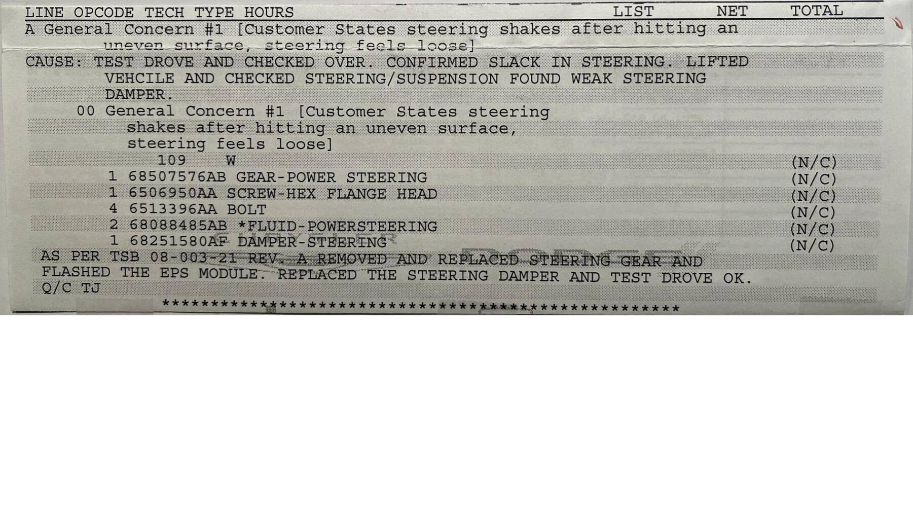 Jeep Gladiator Death Wobble, DW, Death Wobble, DW, Death Wobble, Shimmy, Wander, Drift, Bump Steer DW_Invoice_2022-01-d07_15883_mi