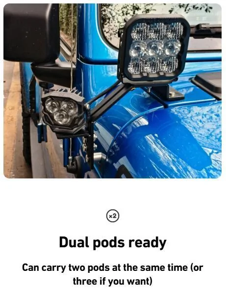 Jeep Gladiator Cowl Mounted Aluminum Alloy Light Bracket Pair for JL/JT Available Now！ 1737381819574-ov