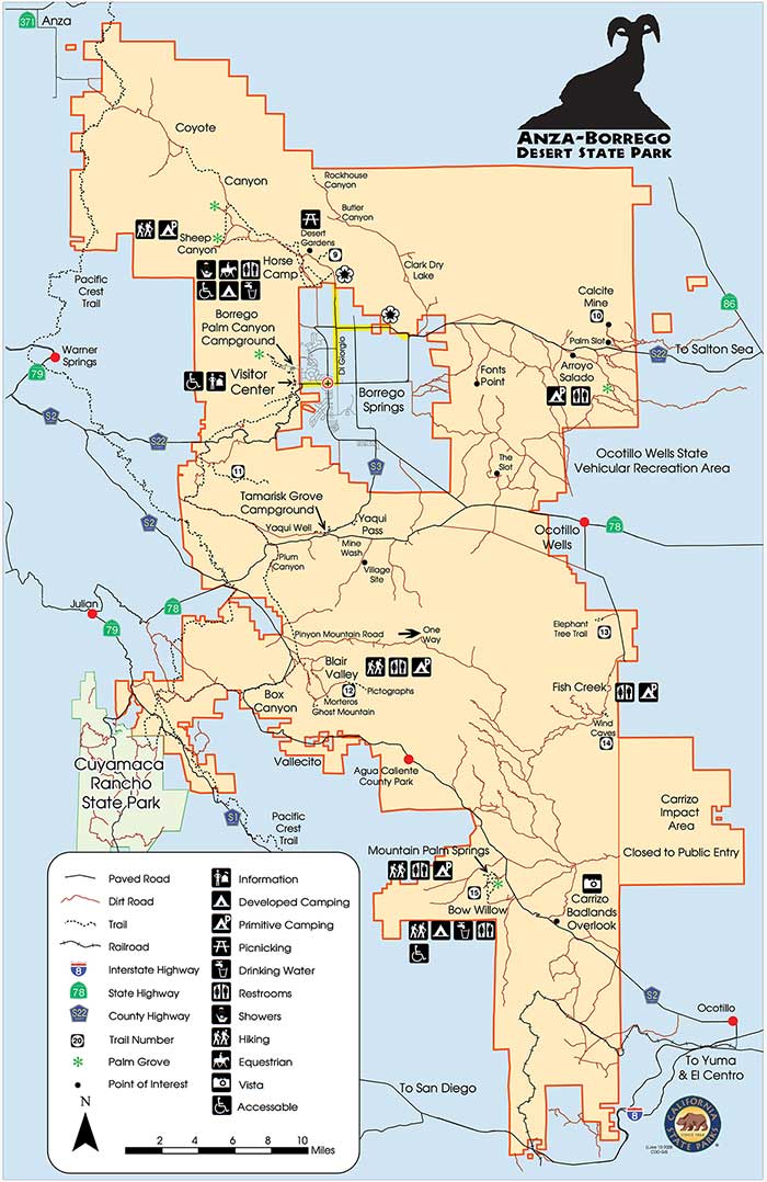 Jeep Gladiator Ocotillo Wells trip 10/31-11/2 map-anza