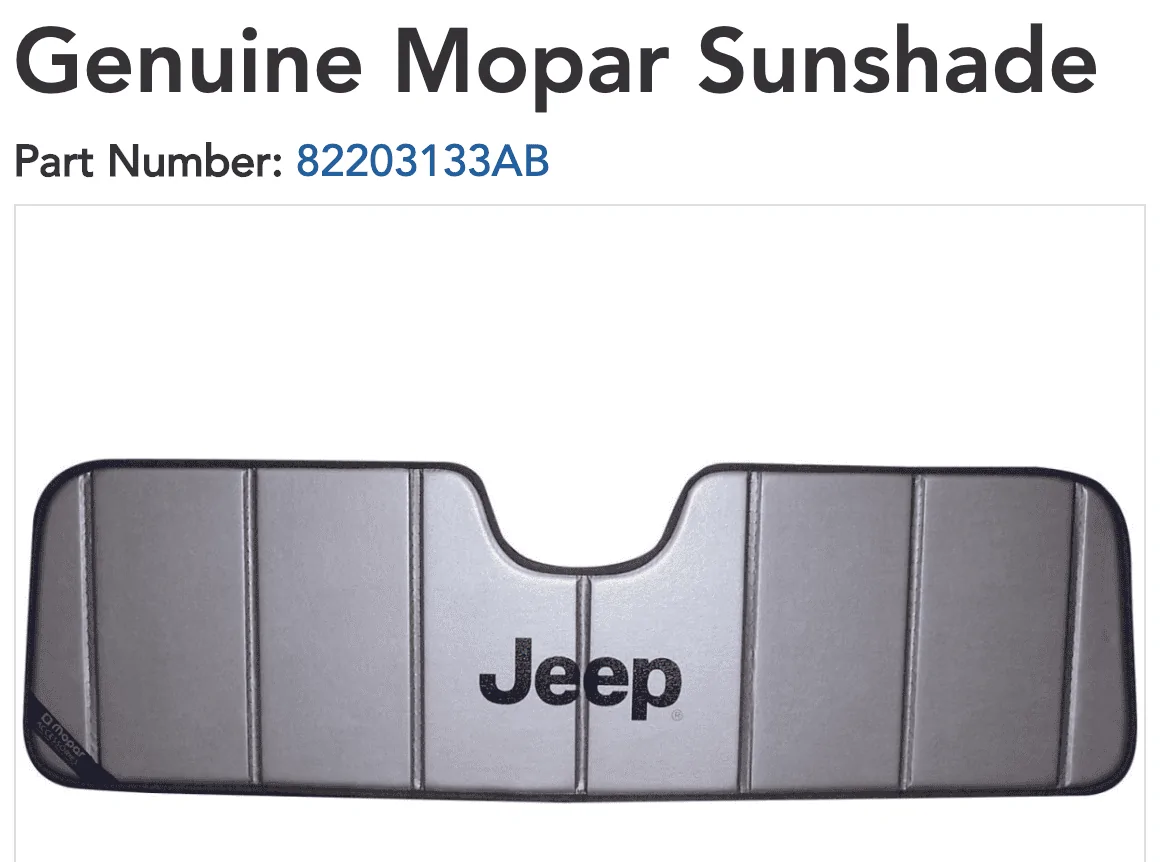 Jeep Gladiator Jeep sunshade.Part Number Screen Shot 2019-10-29 at 9.38.19 PM