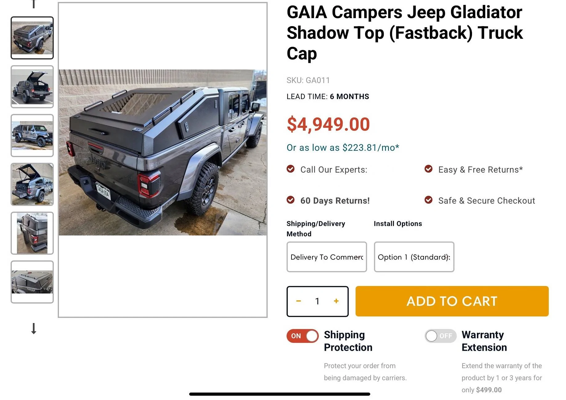 Jeep Gladiator Humvee style PZO fastback truck bed top DIY build IMG_7061