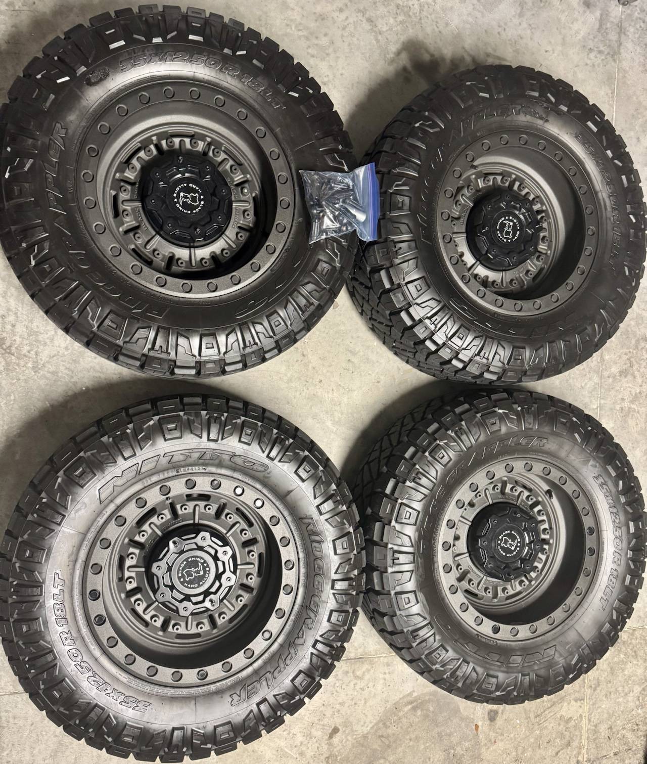 Jeep Gladiator FOR SALE (4) 18" BLACK RHINO ABRAMS GUNMETAL WHEELS + NITTO RIDGE GRAPPLER 35x12.5 TIRES + TPMS + BLACK LUG NUTS IMG_2300.HEIC_compressed.JPEG