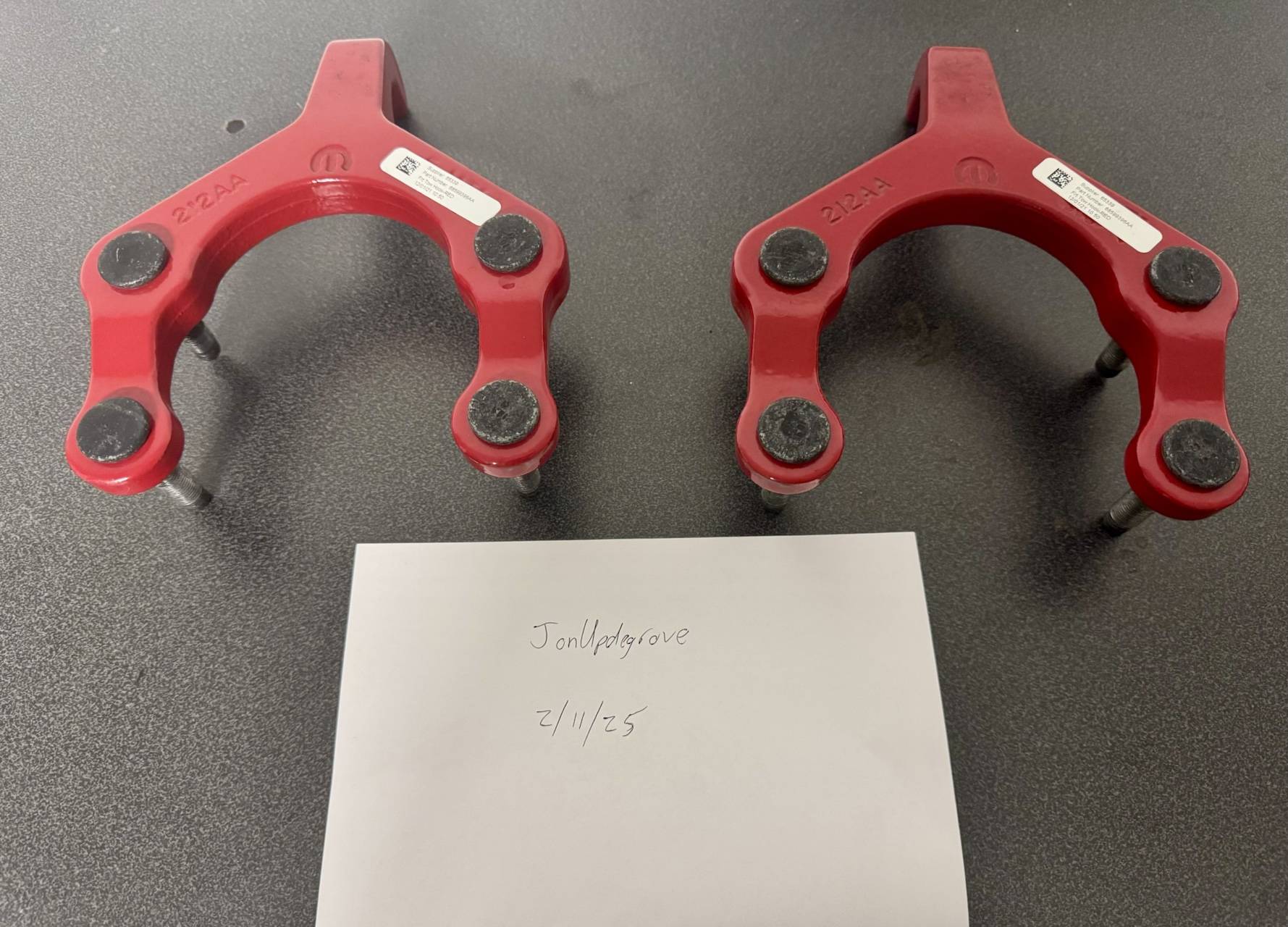 Jeep Gladiator FOR SALE FRONT GLADIATOR WRANGLER 68599396AA + REAR GLADIATOR 68334733AA TOW HOOKS RUBICON RED OEM IMG_2344.HEIC_compressed.JPEG