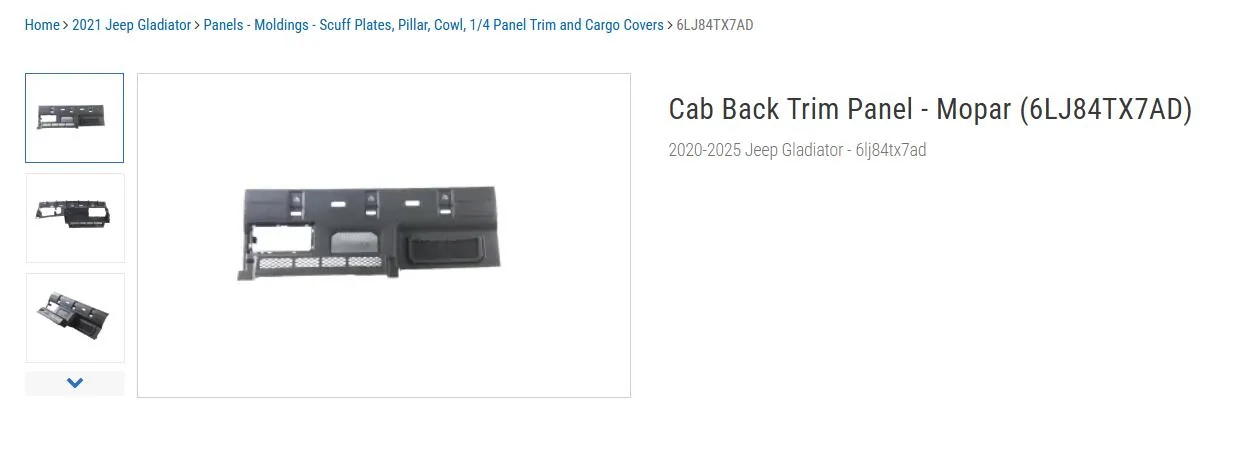 Jeep Gladiator Plastic cover behind rear seats. 1739369842093-sq
