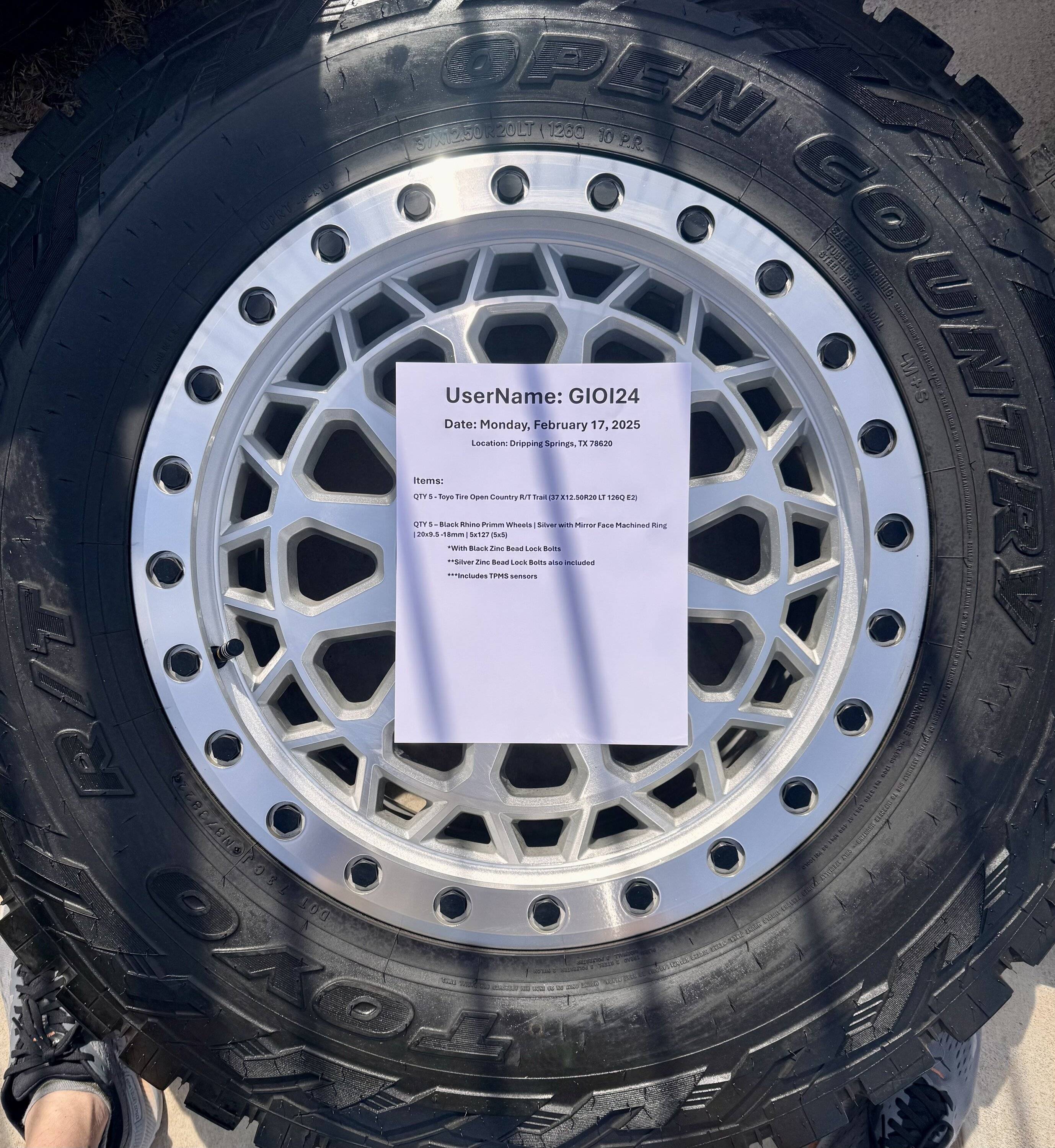 Jeep Gladiator *REDUCED* $2,500 QTY 5 - Toyo Open Country R/T Trail Tire (37's) and Black Rhino Wheel Package IMG_0849