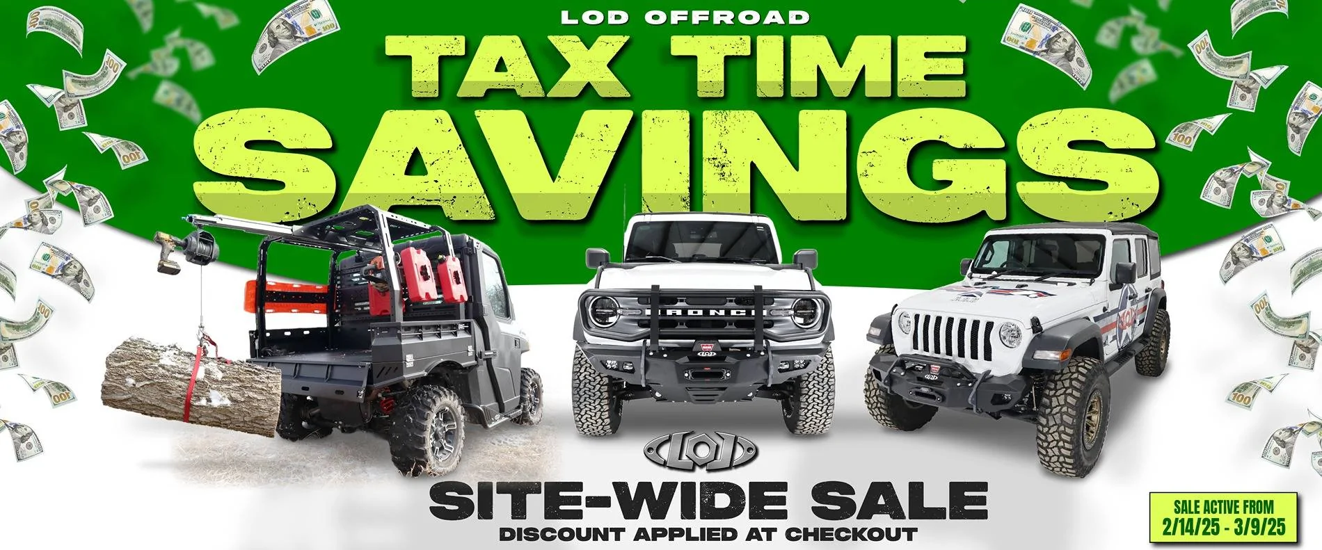 Jeep Gladiator Save with our tax time site-wide sale! LoD Offroad Tax Time Sale 2025 1 Image JPG-01