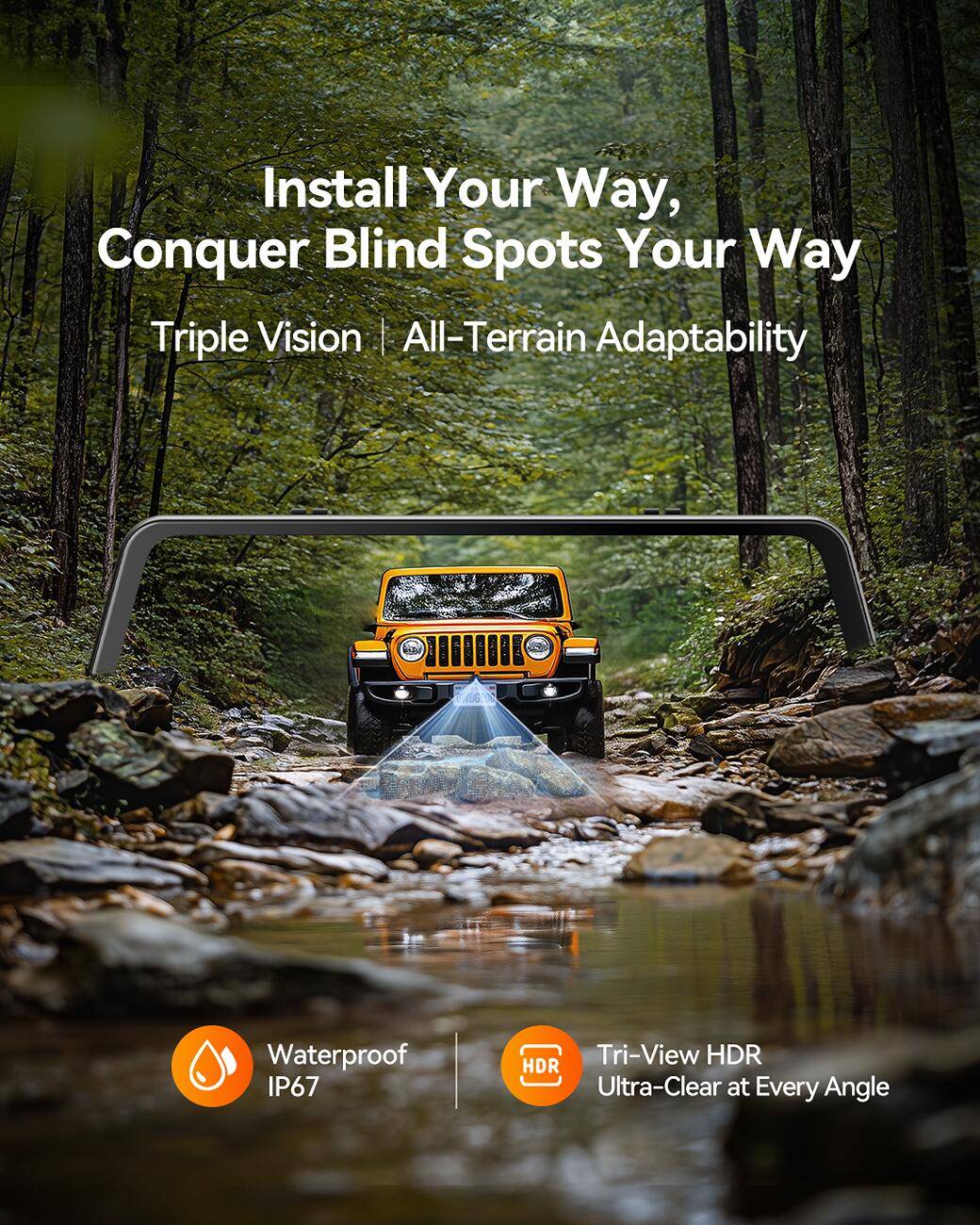 Jeep Gladiator WOLFBOX G900 Tripro Dash Cam - Designed for Off-roading! Up to $50 off jeep-Gladiator