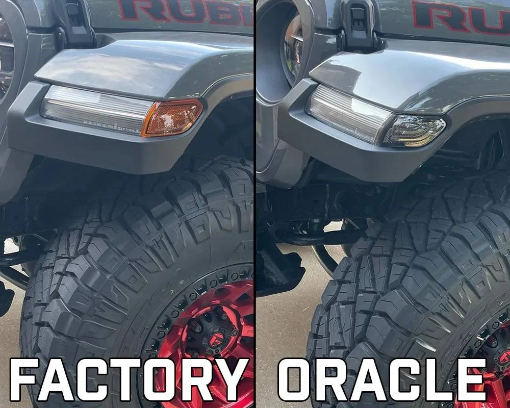 Jeep Gladiator 🔥 Product of the Week: ORACLE Lighting Smoked Lens LED Sidemarkers for JL/JT! 🔥 SmokedSM_comparasion
