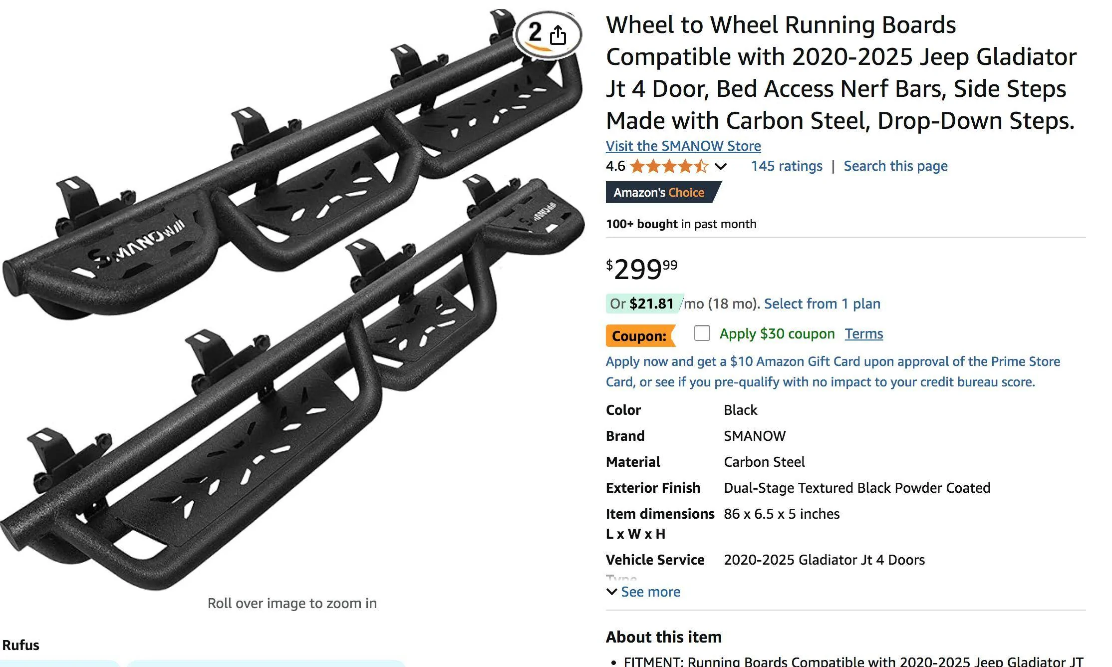 Jeep Gladiator 2024 Mojave side steps Screen Shot 2025-03-09 at 4.47.47 PM