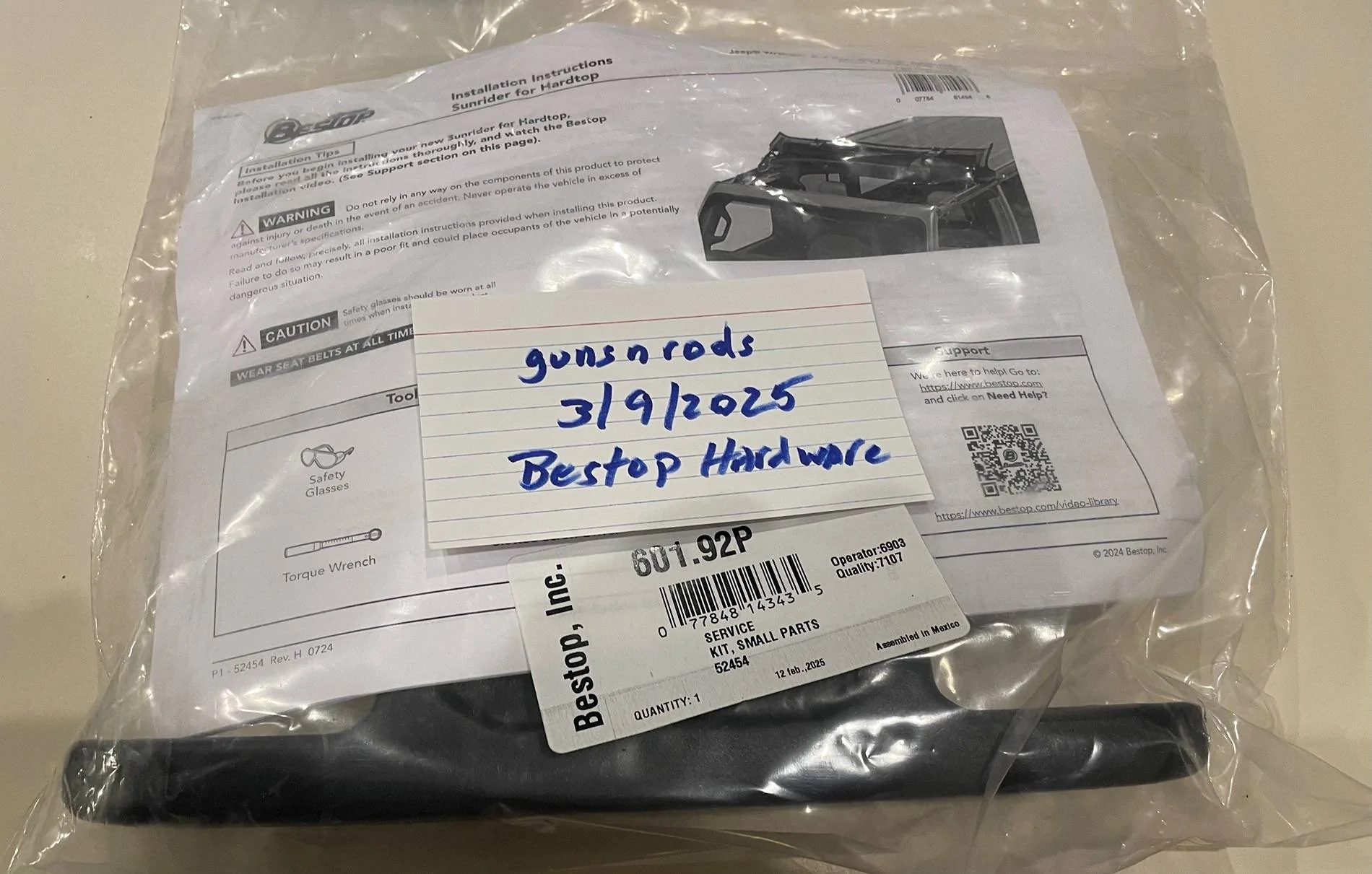 Jeep Gladiator Bestop Sunrider Parts Kit $68.00 IMG_0948