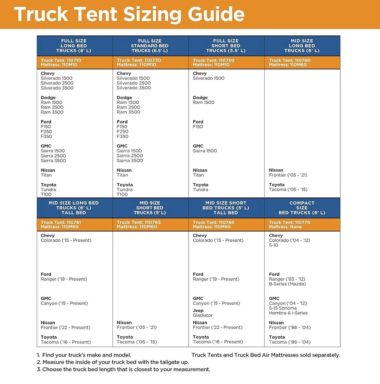 Jeep Gladiator Rightline Gear Truck Bed Tent Style: 110766 - Mid Size Short Bed Truck Tent (5') - Tall Bed - Brand New IMG_8619