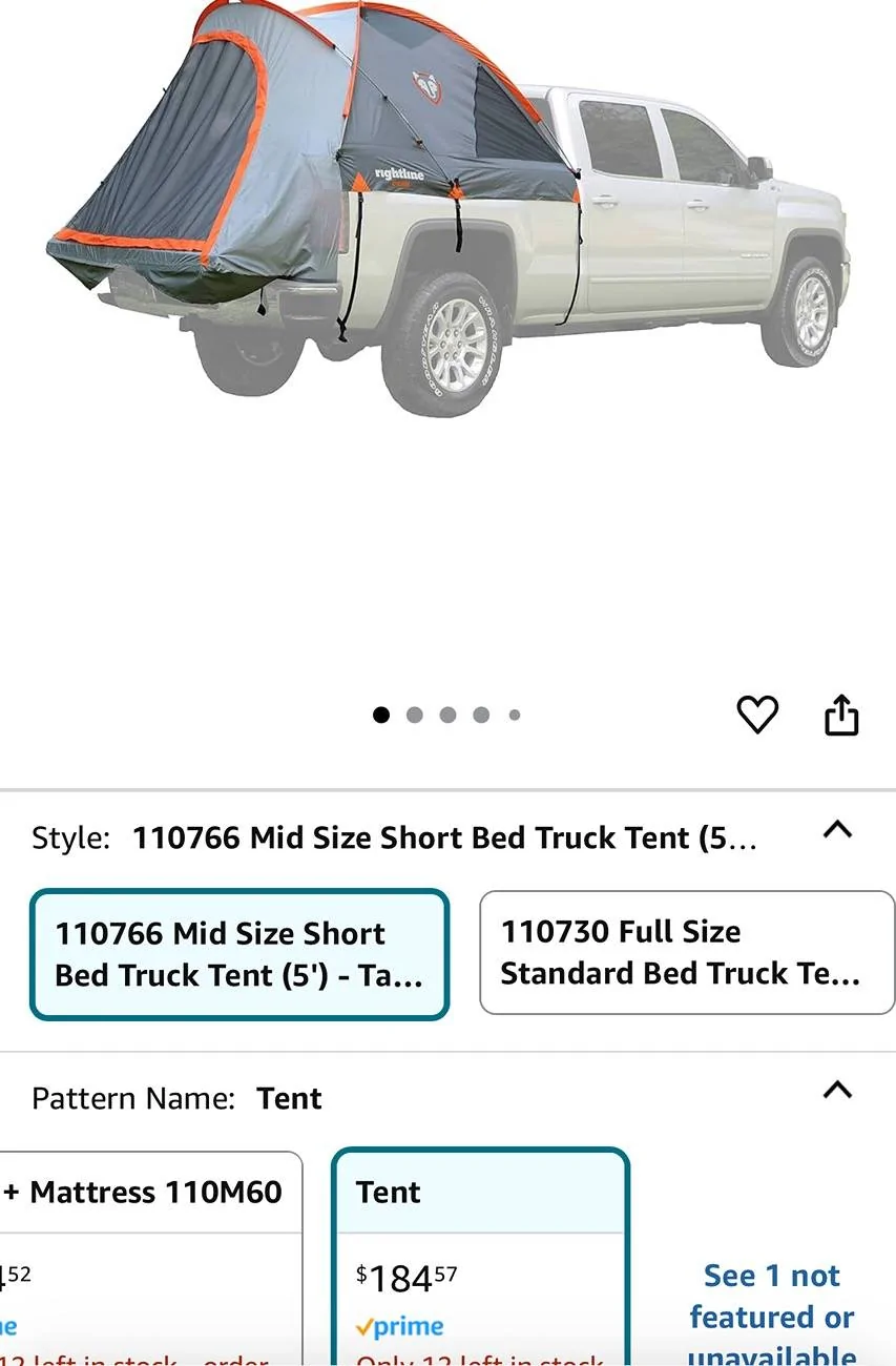 Jeep Gladiator Rightline Gear Truck Bed Tent Style: 110766 - Mid Size Short Bed Truck Tent (5') - Tall Bed - Brand New IMG_8620