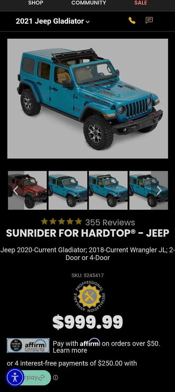 Jeep Gladiator Bestop Sunrider Gladiator top $750 OBO 1741805719286-yl