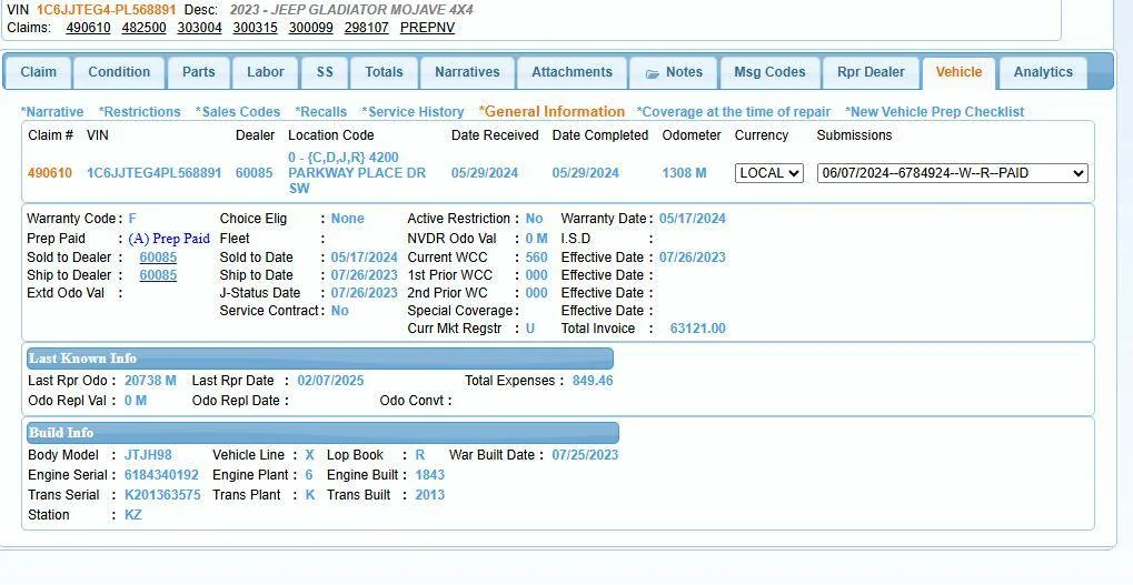 Jeep Gladiator Manufactured Date Screenshot 2025-03-12 162948