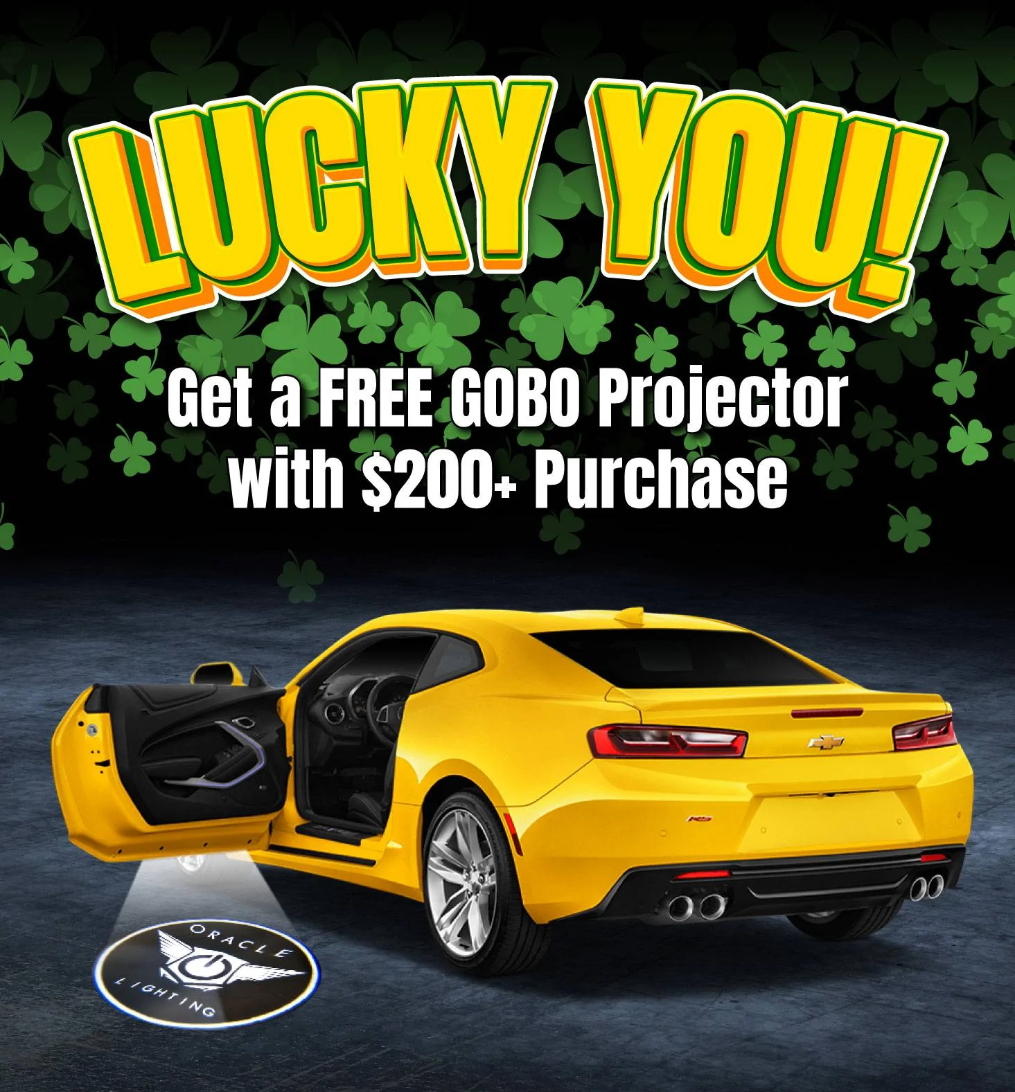 Jeep Gladiator Feeling Lucky? Score a FREE GOBO Door Projector This St. Patrick’s Day! 🍀✨ ORACLE Lighting Luck of the Irish