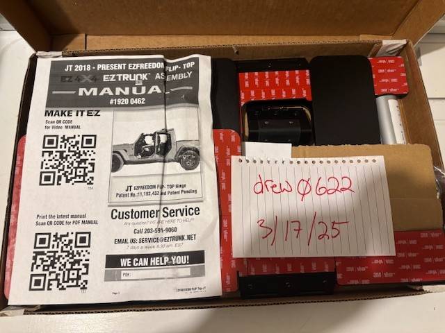 Jeep Gladiator EZ 4x4 EZ-Freedom Top Hinge and Lock, NEW IN BOX EZ1