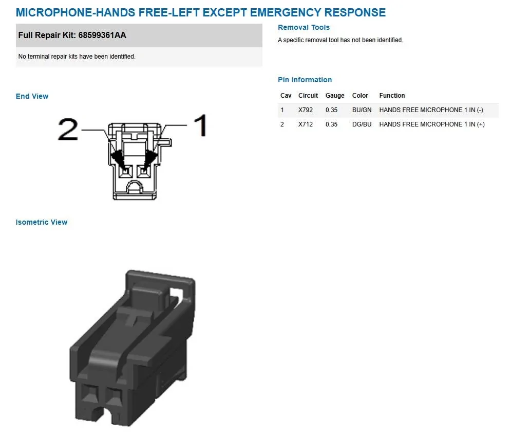 Jeep Gladiator Blue tooth phone mics are bad I read on your forum  where someone  posted they change the mics out with some Grand Cherokee mics and had good luck fix HandsFr