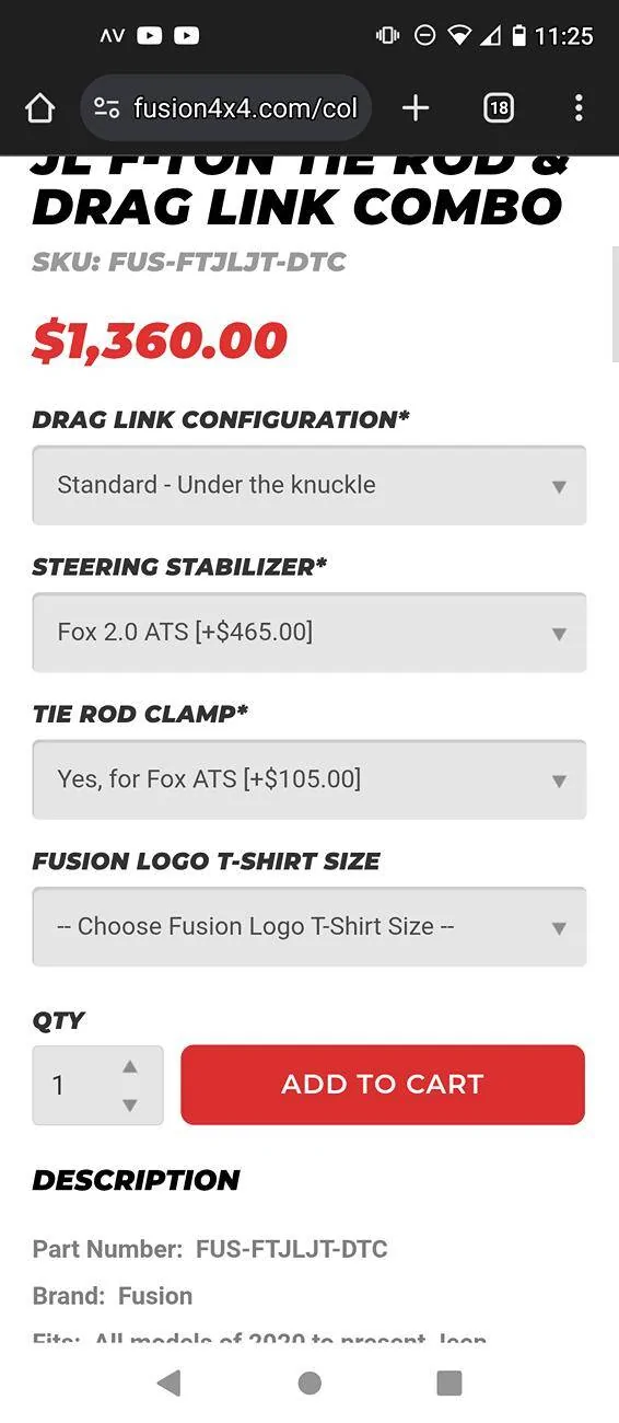 Jeep Gladiator Upgrading stock steering bar and lower stock steering sway bar? Creaking! Screenshot_20250330-232600