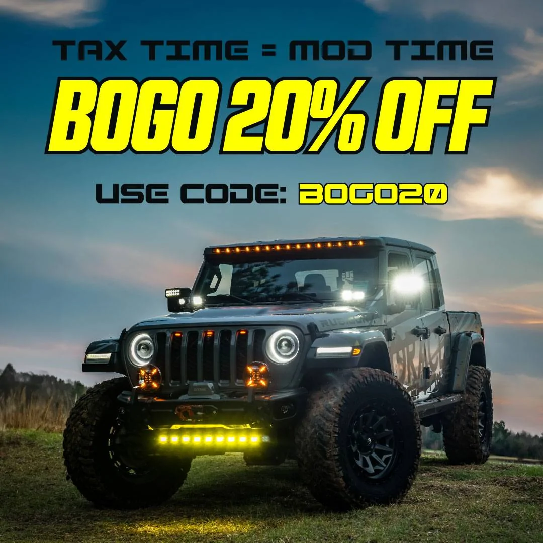 Jeep Gladiator Tax Time = Mod Time! BOGO 20% Off This Weekend BOGO20-social