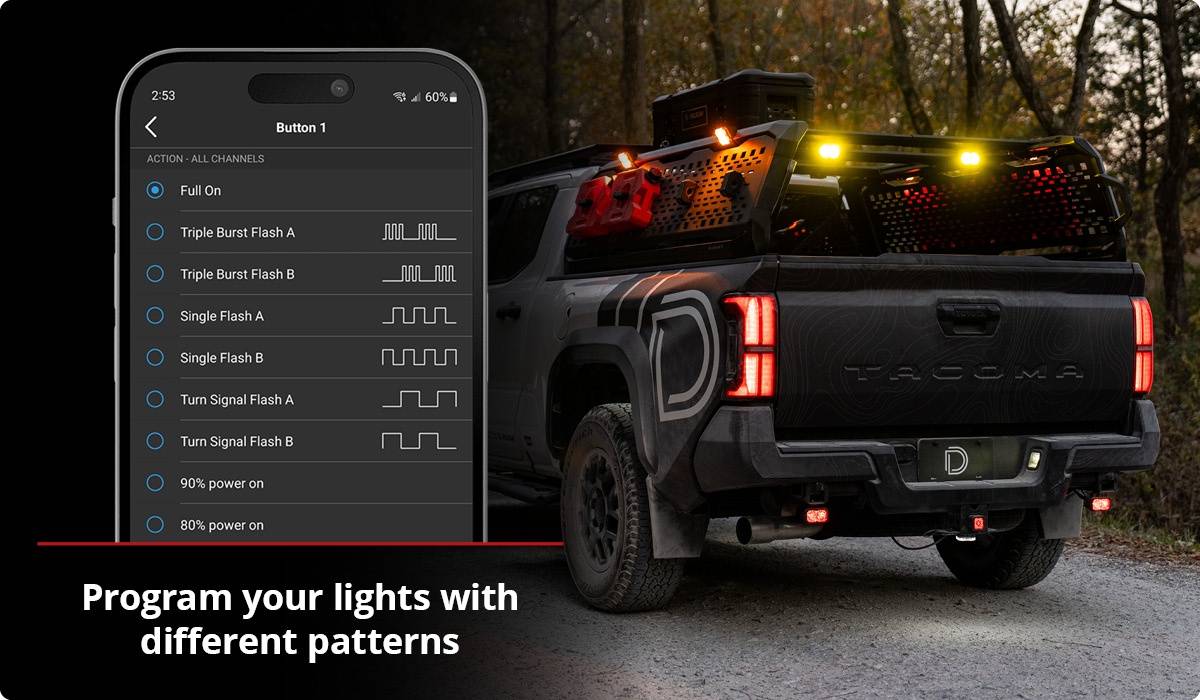 Jeep Gladiator D-Switch Bluetooth App—Customize, Combine, and Command Your Setup | Diode Dynamics mCsRsAn