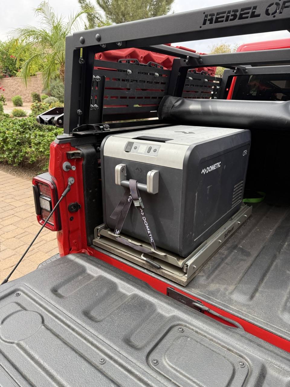 Jeep Gladiator Fridge in Truck Bed or Cab (Rear Seat) - Heat concerns Fridge on Slid