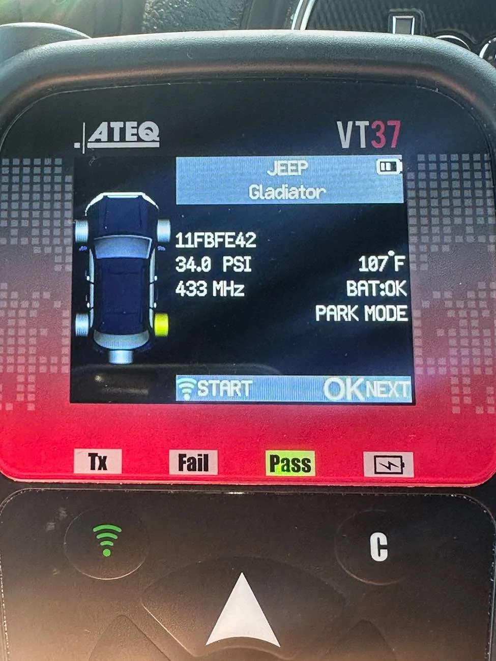 Jeep Gladiator TPMS unavailable after tire swap IMG_1367