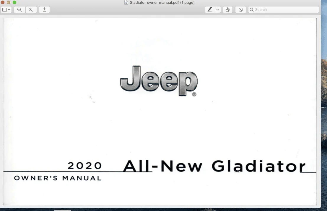 Jeep Gladiator Soft top and Towing Addendum came with Owner Manual Jeep2020 