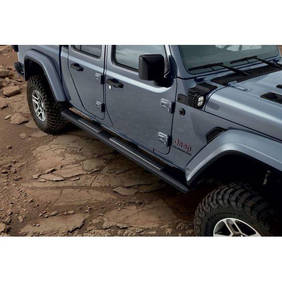 Jeep Gladiator MOPAR black tubular side steps on back order? mopar-82215609-tube-side-steps-jeep-gladiator-jt-installed-zoom