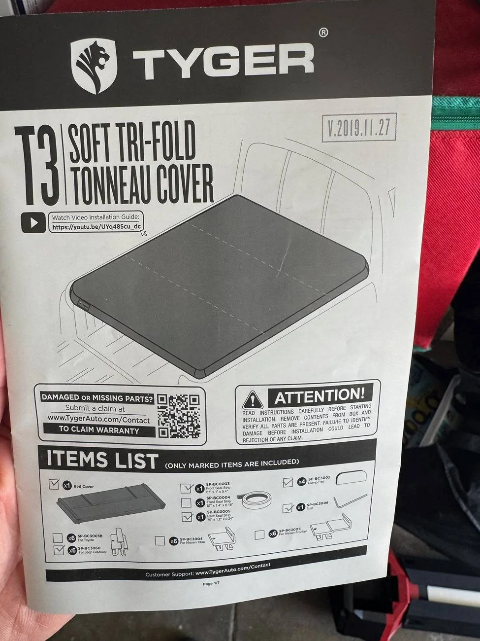 Jeep Gladiator Tyger T3 Soft Tri-fold Tonneau Cover IMG_7225
