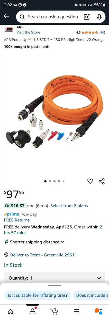 Jeep Gladiator ARB Pump Up Kit $80 Shipped 1000007773