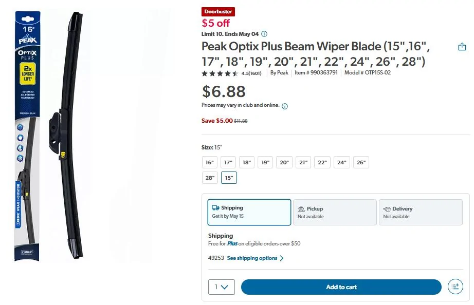 Jeep Gladiator BEST WIPER BLADES FOR GLADIATOR? Sam's Club Peak $6.88