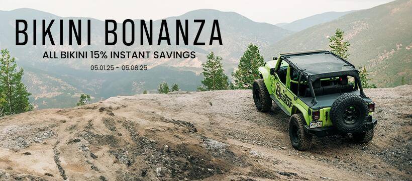 Jeep Gladiator Save on Shade: Bikini Top Sale from Bestop! 04. 820x360_FB banner, text needs to be within margins like in the attached example