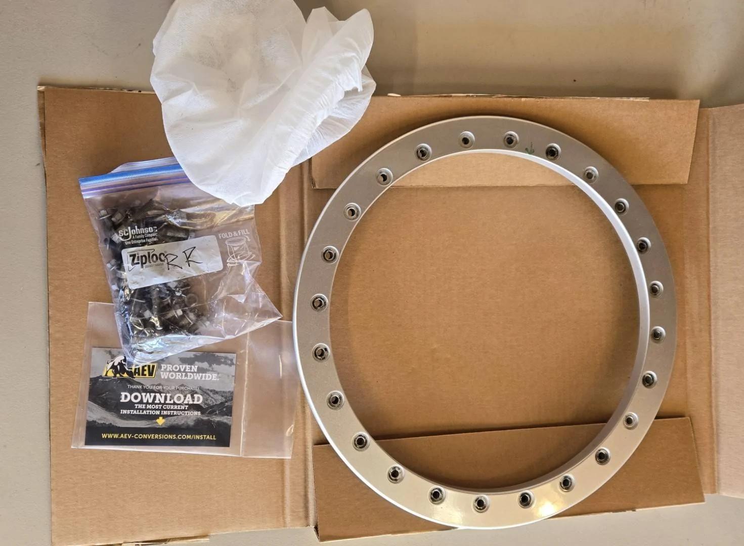 Jeep Gladiator (4) AEV Beadlock Rings - M8 Hardware - Silver - Used aev-beadlockring-03