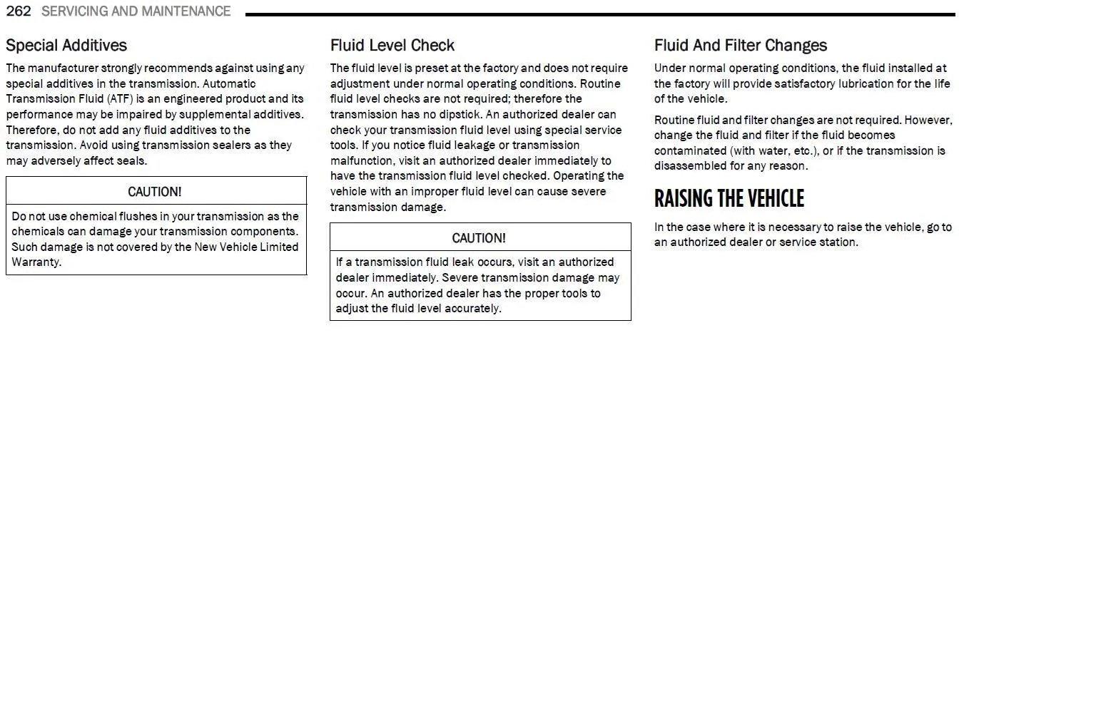 Jeep Gladiator References to ZF-Approved ATF Equivalents for 850RE Automatic Transmission Excerpt 2 of 3 - Page 262 - SERVICING AND MAINTENANCE