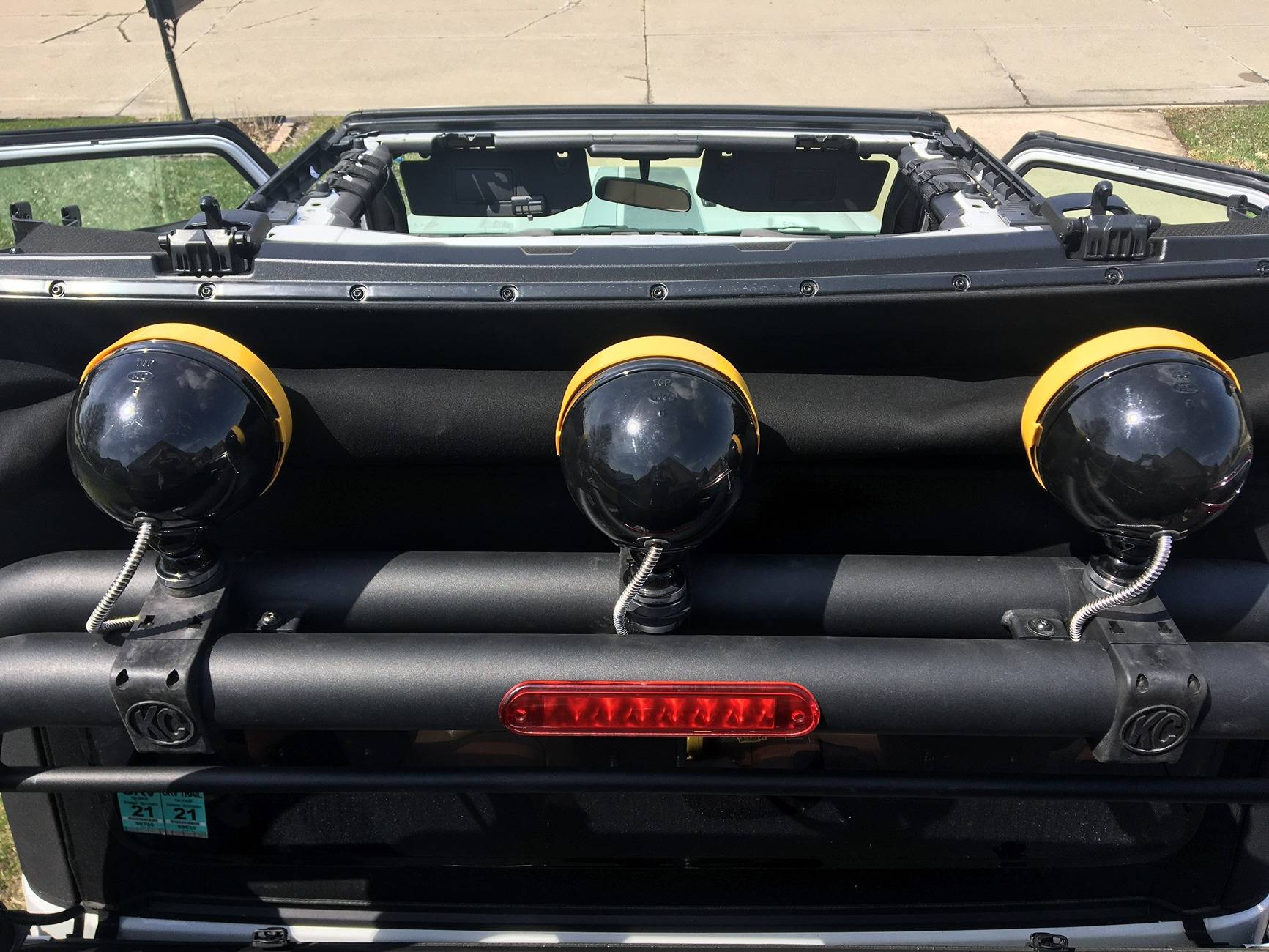 Jeep Gladiator Soft Top with Light/Roll Bar Question KC lights moved to accomodate soft top foldin