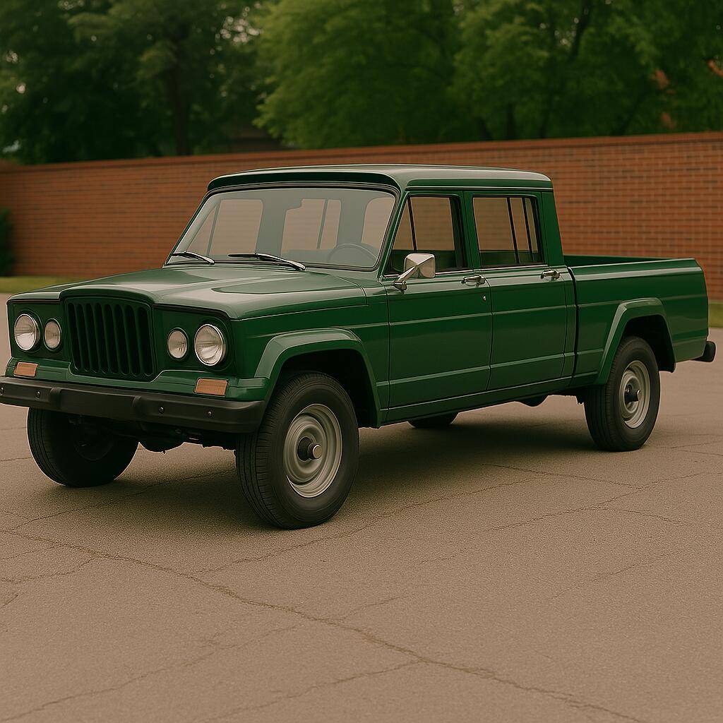 Jeep Gladiator New Gladiator Trims ? 2025 Model Year edit the image of an old school small pickup truck with a single cab in green, steel wheels, J