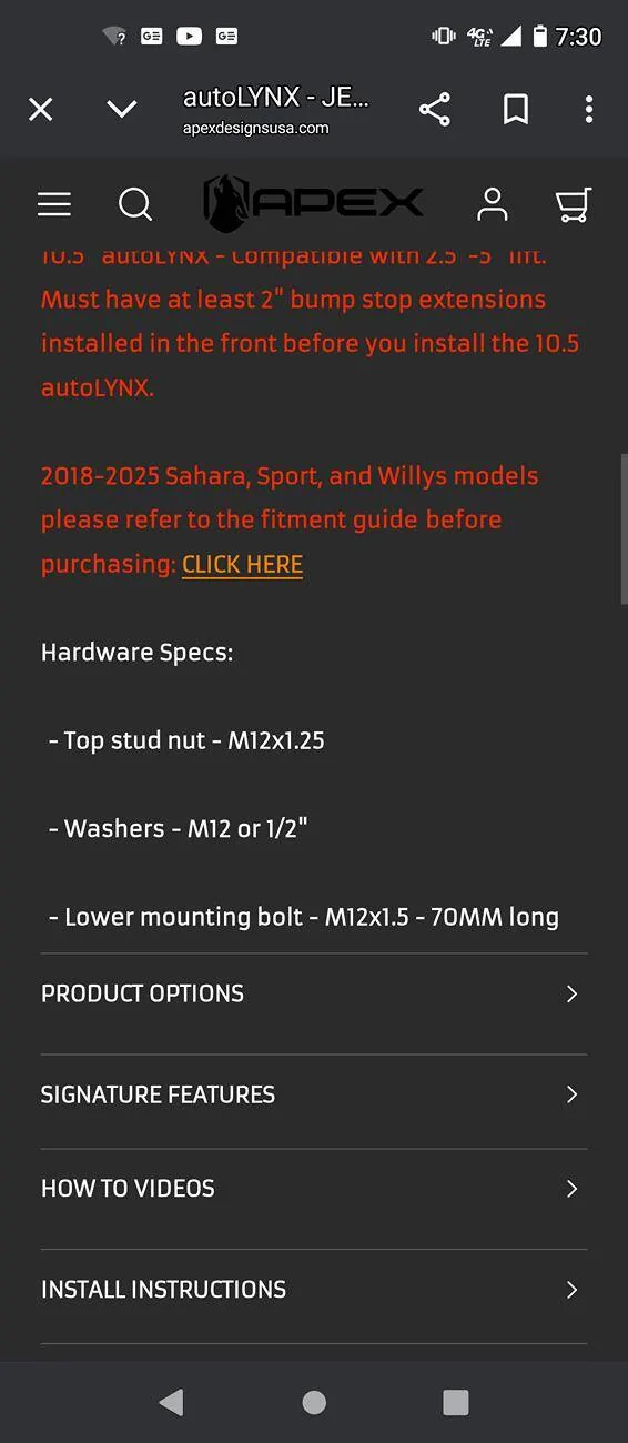 Jeep Gladiator Apex Autolynx questions Screenshot_20250514-193054