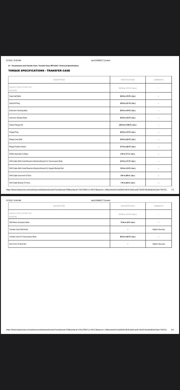 Jeep Gladiator MP1622C torque specifications specs IMG_1324