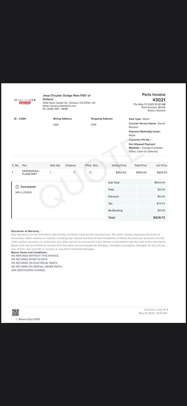 Jeep Gladiator MP1622C torque specifications specs IMG_1323