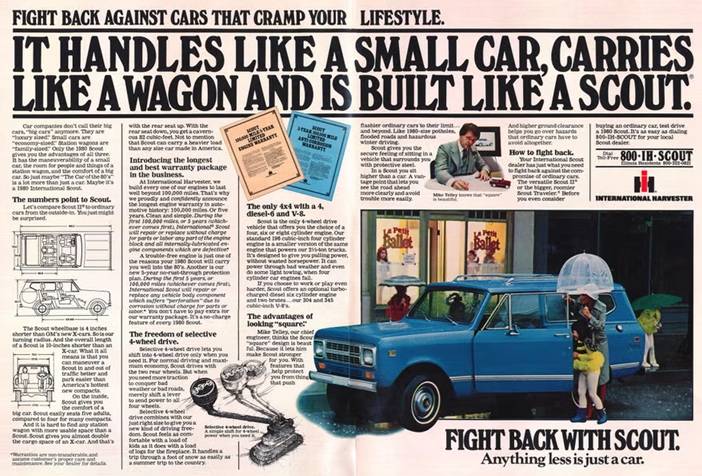Jeep Gladiator Who Will Buy CJDR? Vintage 1980 iH Scout ad