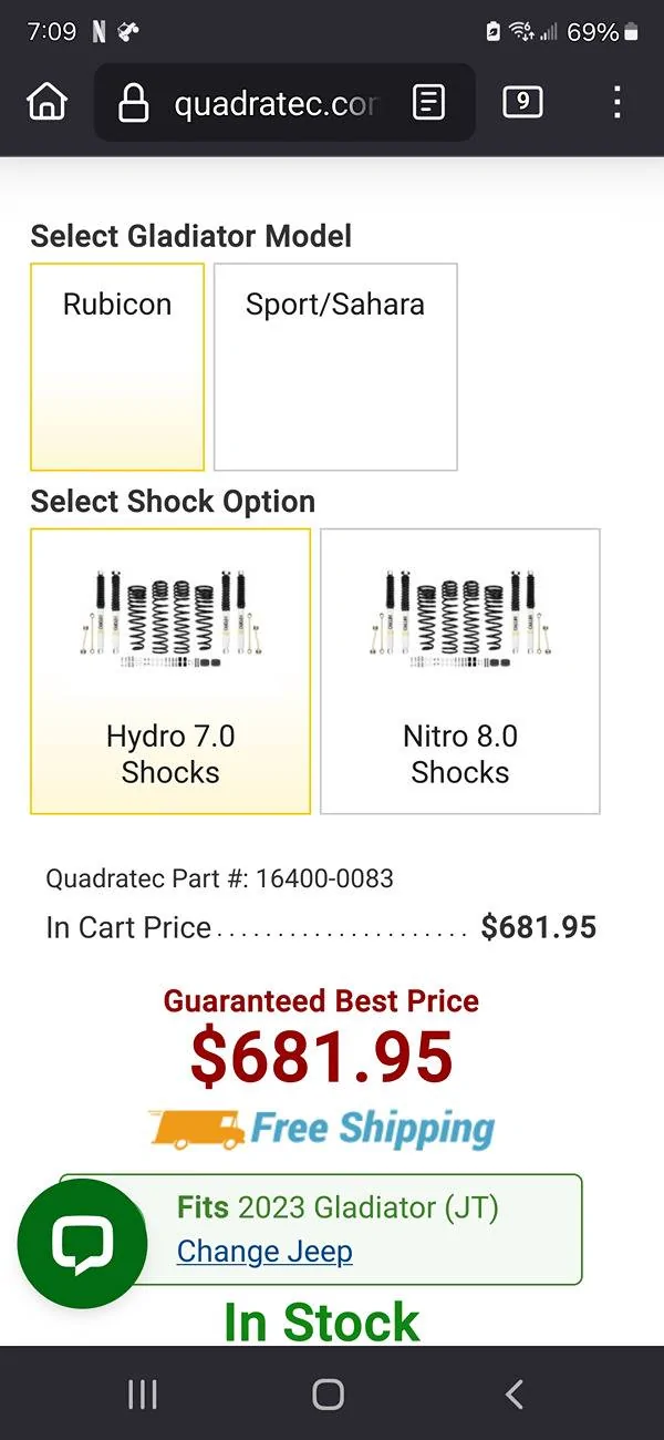 Jeep Gladiator Upgrades for a 2.5" spring lift. Screenshot_20250517_190902_Firefox